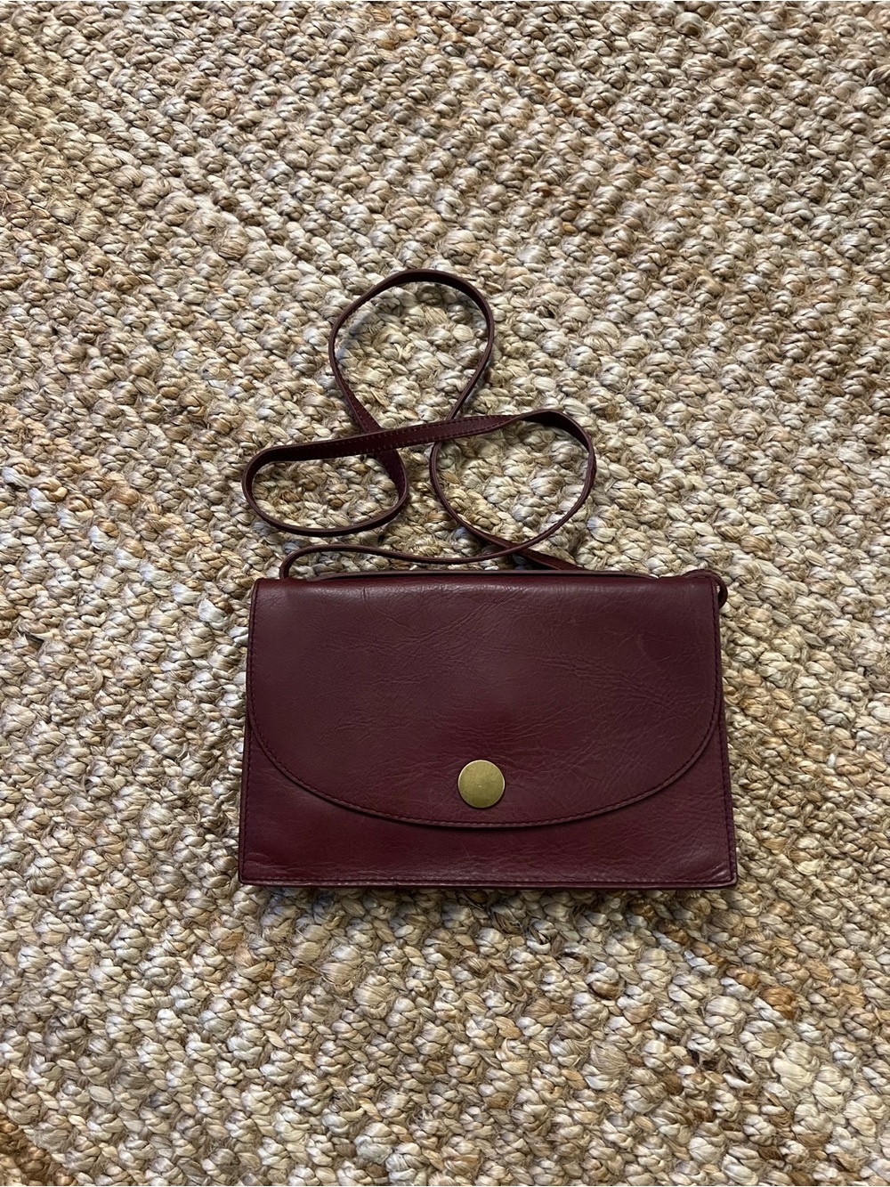 Madewell Leather Burgundy Crossbody Shoulder Bag with Gold Hardware